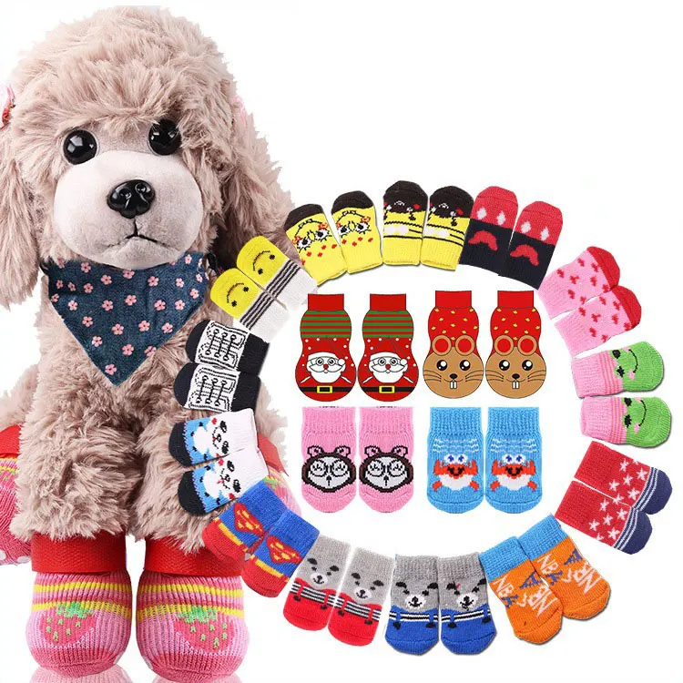 

pet decoration pet socks cute cartoon christmas dog socks non-slip warm breathable foot cover