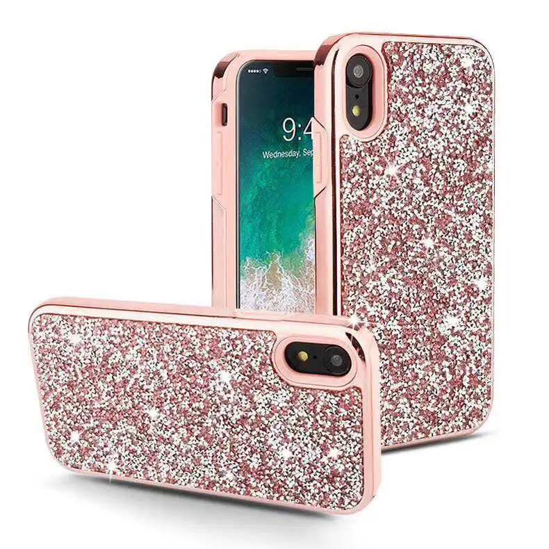 

TPU PC Electroplate diamond glitter back cover phone case for samsung galaxy s10 s10 plus for iphone 11 pro max SE2