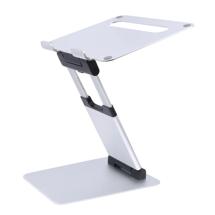 

home office metal tablet notebook holder computer stand adjustable aluminum riser laptop desk hj, Silver