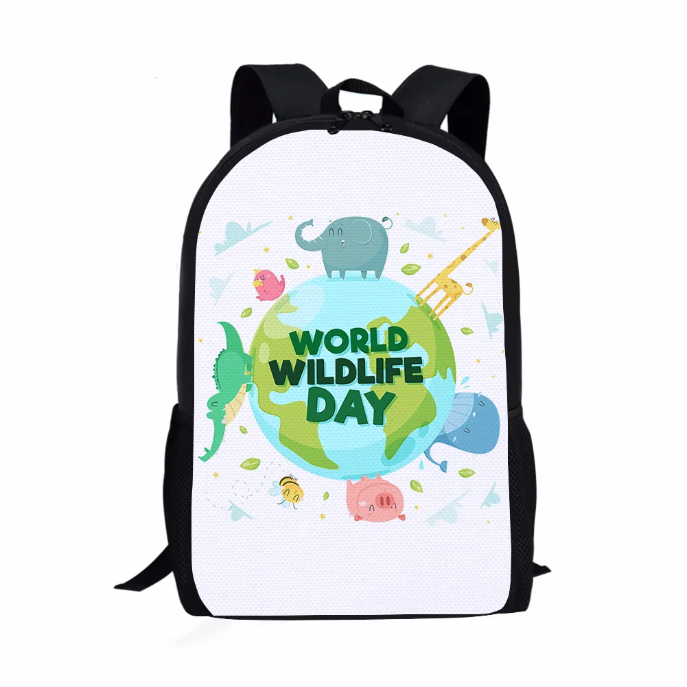 

2022 Custom Hot Sell Animal Protection Sublimation Print Wholesale Polyester Unisex Boy Girl Children Kids Backpack School Bag