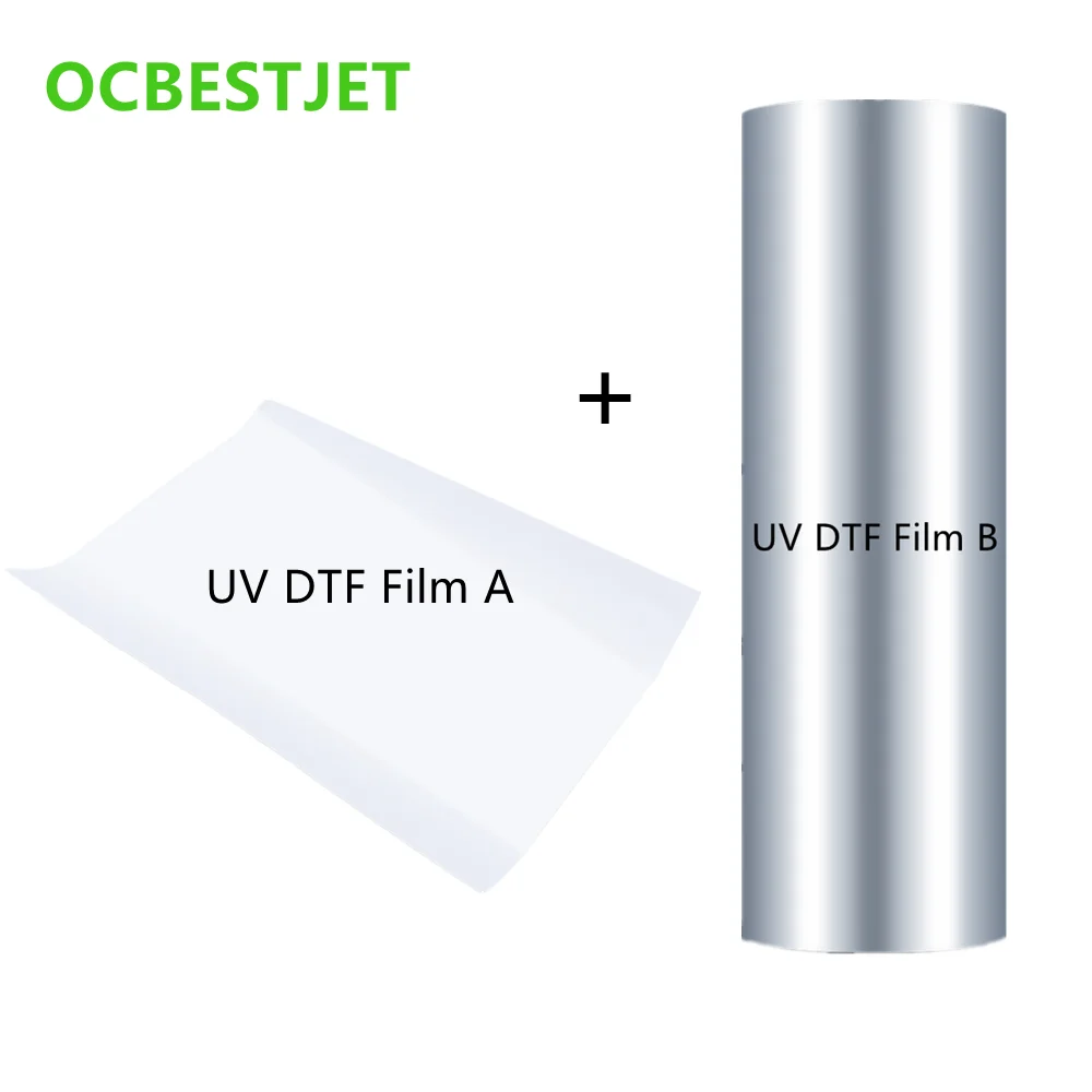 

Ocbestjet A4 UV DTF Film A And AB UV DTF Roll Film Transfer Film For UV Printer