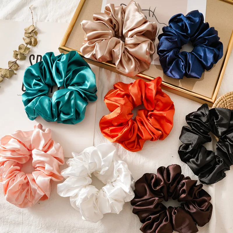 

Ins Hot Selling Oversized Solid Color Satin Scrunchies Wholesale