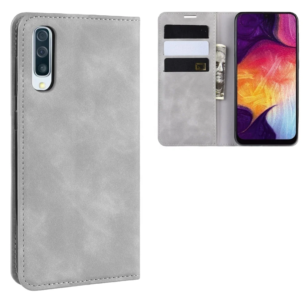 

2019 New Full Cover Flip PU Leather Phone Back Cover Case For Samsung Galaxy A50, 5 color