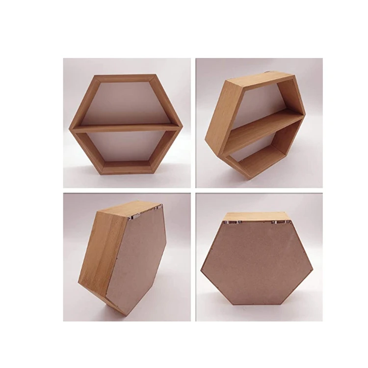 wall mounted hexagonal floating shelves