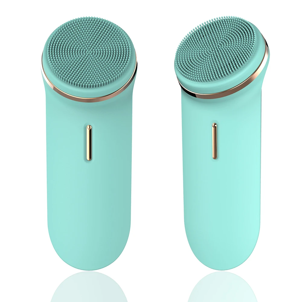 

2In 1 Dropshipping Customize Rechargeable Double Side Pink Silicon Facial Cleaning Brush With Self Cleaning Set