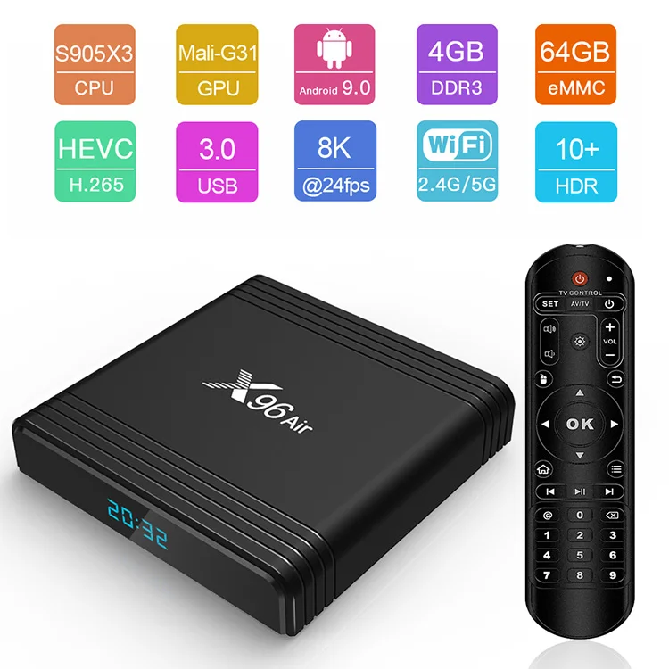 Newest Amlogic S905x3 Cpu Smart Tv Box X96 Air 2.4g/5g Wifi 8k Max ...