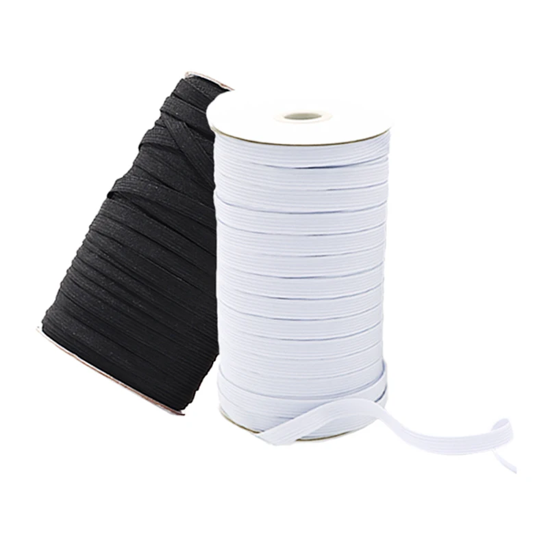 Best Quality Black and White Polyester Braided Knitted Elastic Brand Stretch Belt for Sewing With 3mm 5mm 6mm Wide in Stock