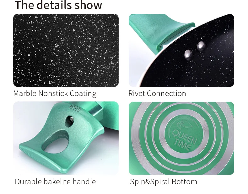 9pcs Aluminum Marble Non Stick Coating Kitchen Cookware With Bakelite