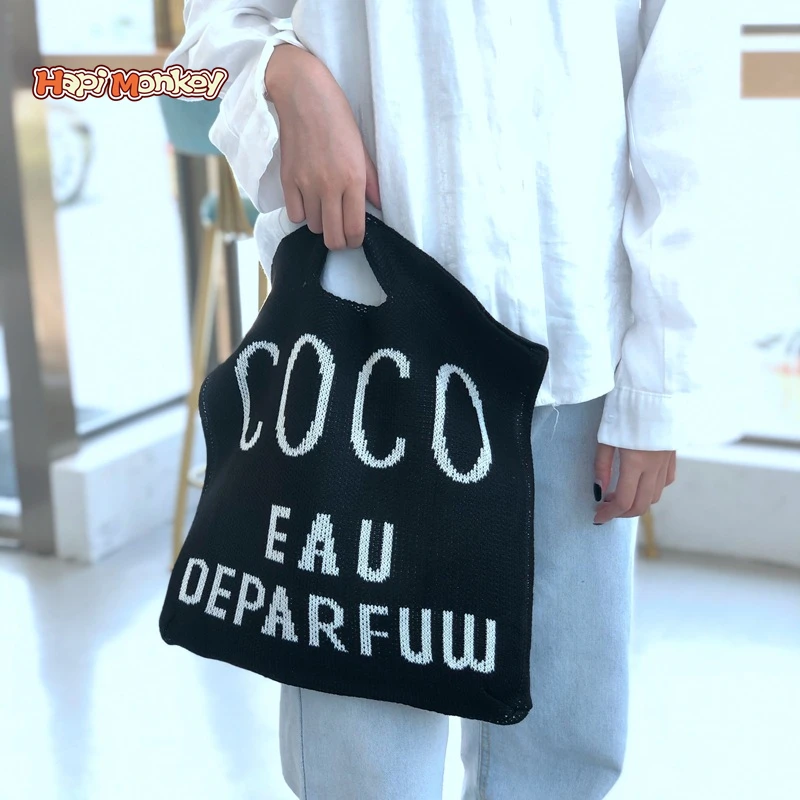 

Hapimonkey Knitting Bag Shopping Bag Custom Logo Grocery Bag No Handle for Clothes Organza Bags Cotton