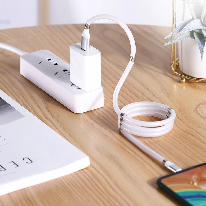 

New Design Self Winding Organizing Cable Magnetic Charging Cable, White