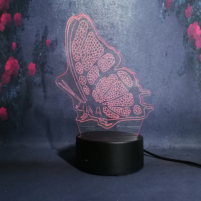 3D LED Butterfly USB Lava Lampara Night Light Bedroom Sleep Decor Animal Side Table Desk Girl Halloween Christmas Gift Bulb