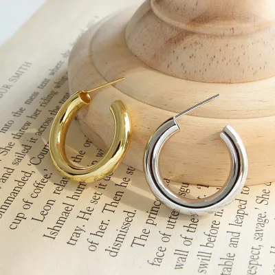 

Sailing Jewelry Real Gold Plated Lightweight Gold Hoop Earrings for Women S925 Silver Chunky Hoop Earrings