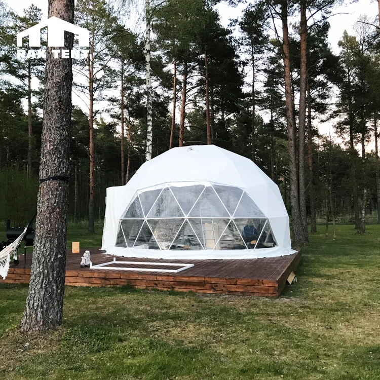 

RAX TENT 6M Geodesic Dome Tent for Luxury Glamping Hotel and Resrot with Wooden Platform and Bathroom in North Europe, Customized color