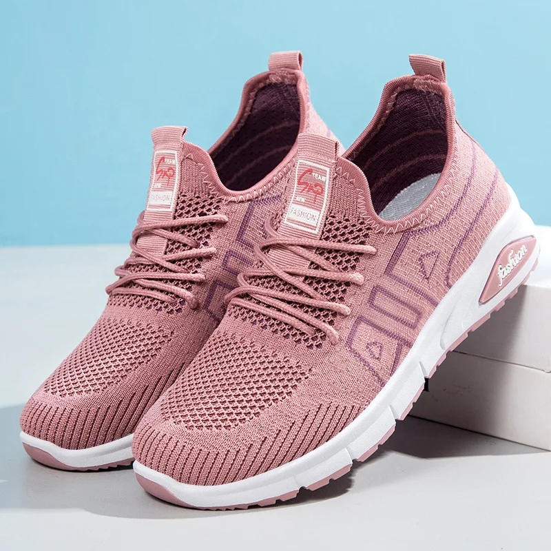 

Women's lace up lightweight tennis shoes women shoes sports women colorful sneakers chaussure femme, Black, pink,gray