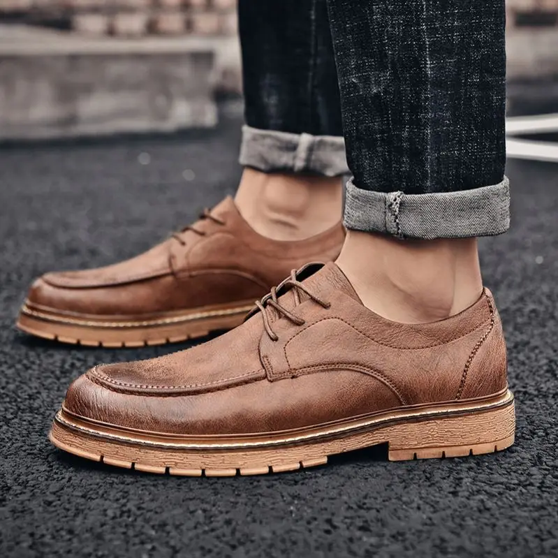 

Autumn winter new leather business casual shoes breathable British tide shoes men's dress leather shoes, Optional