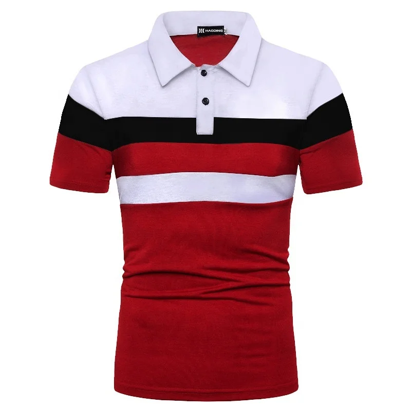

Fashion Spell Color Short Sleeve Mens T-shirt Casual and Business Lapel T Shirt, White-red, black-red, black-grey, red-white