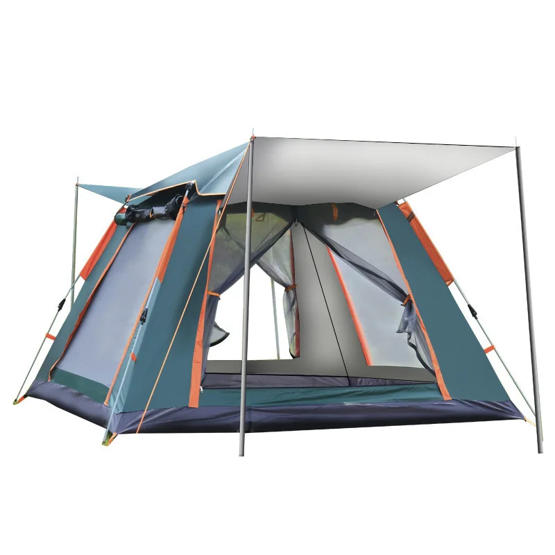 

YOUNGHUNTES Polyester Waterproof Camping Pop up Family Tent Durable Outdoor Portable Backpacking 2 Doors Ventilated Window 190T, Customized color