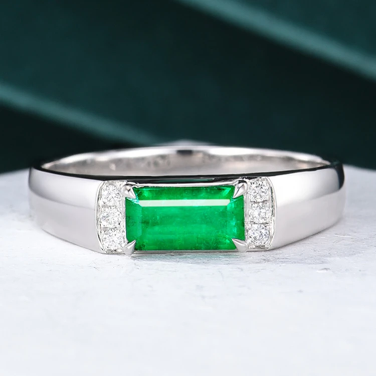 

SGARIT wholesale vintage wedding jewelry ring unisex 0.83ct genuine Afghanistan emerald ring 18k gold, Vivid green