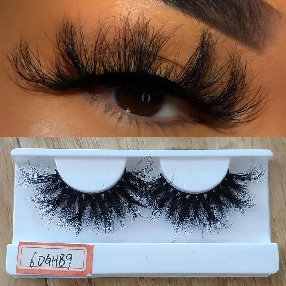 
27mm Mink Fur Eyelash 100% Real handmade Dramatic Fluffy Wholesale 6D 3D Mink Hair Eyelash Wispy 27mm lashes 