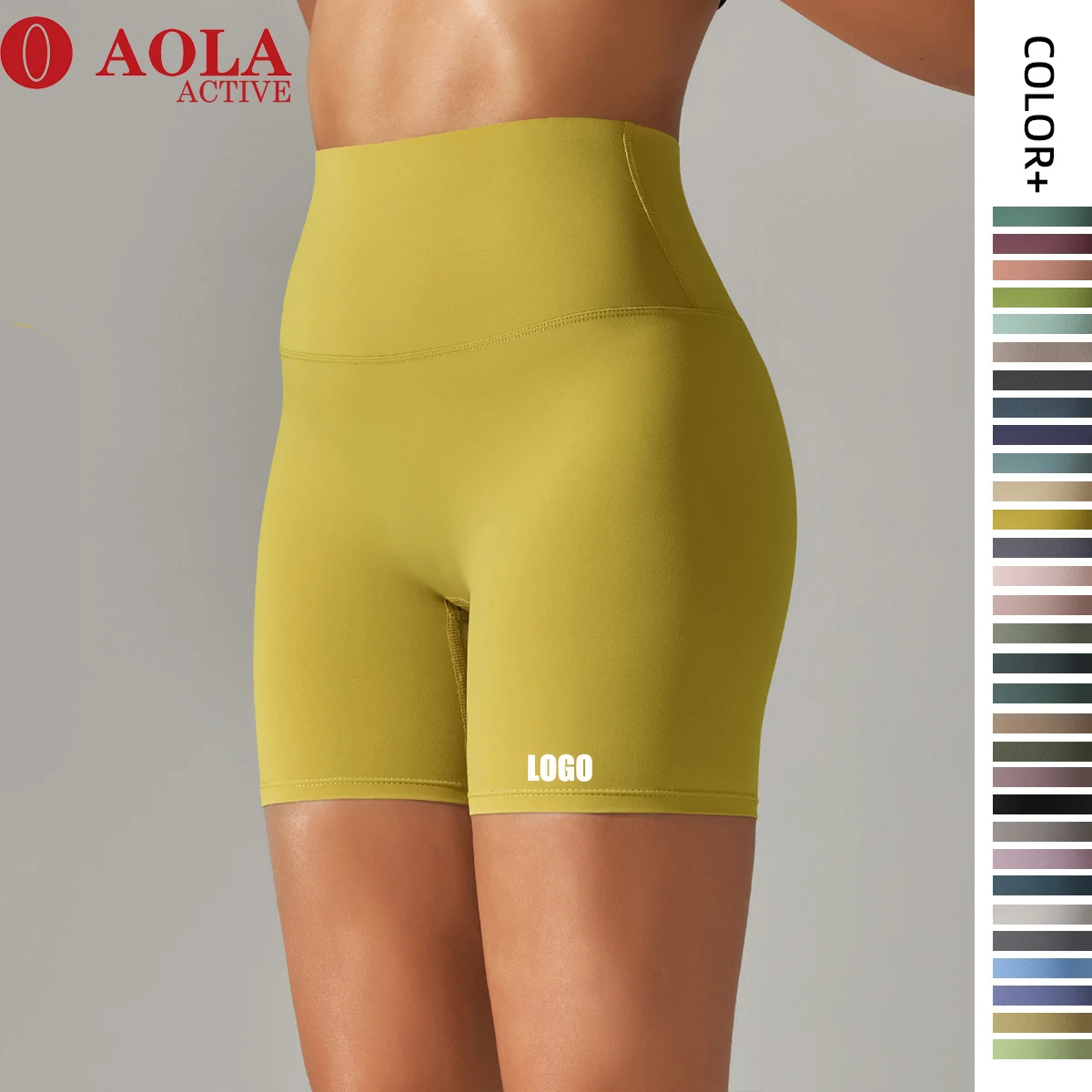 

AOLA Spring Summer New Solid Color Yoga Shorts Tight High Waist Elastic Sports Fitness Shorts Women Gym Shorts