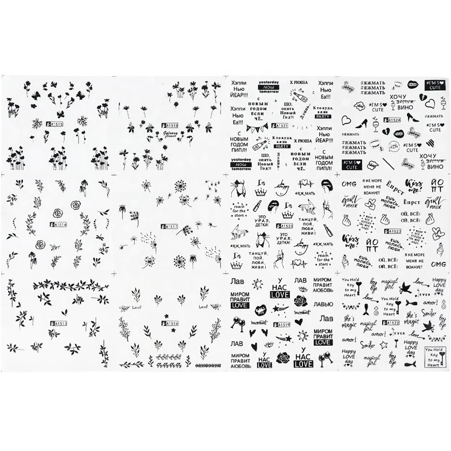 

Hot Selling Professional 3D Nail Art Sticker Decals Multi Design DIY Sticker Nail Art Decoration