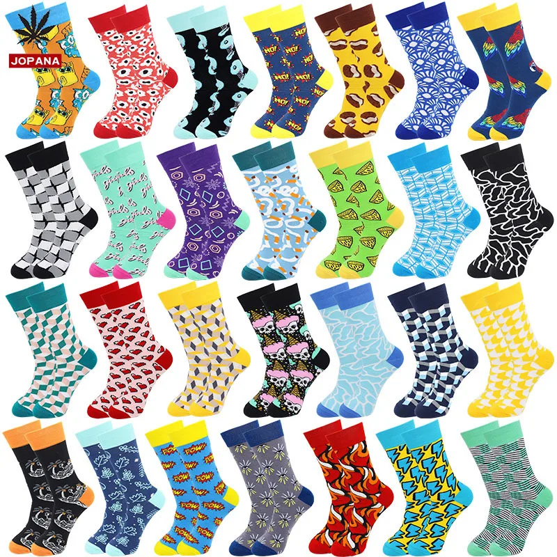 

XIANGHUI 40 Colors Wholesale Custom Personality Colorful Stripe Socks Cotton Fashion Funny Design Man Happy Socks, Pantone color