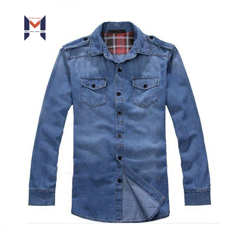 

latest man's 100% cotton denim cowboy long sleeve casual shirt