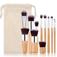 

11PCS Custom Logo Bamboo Handle Makeup Brush Set With Bag Kabuki Brush