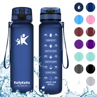 

Reusable Plastic Water Bottle with Time Marker and Filter BPA Free Tritan Kids Flip Top Water Bottle for Gym, Bike, Yoga,