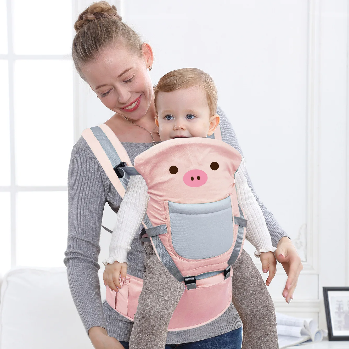 

2021 best organic cotton baby carrier with Lumbar Support hipseat baby front pack carrier