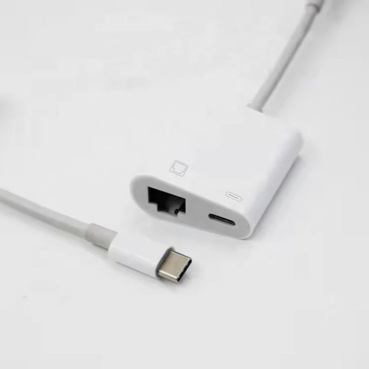 

TOYOUMI Multifunction 2 in 1 USB C to Lan Port Ethernet Adapter for Macbook and ipad, White