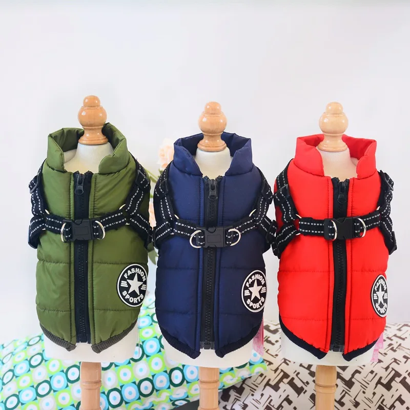 

Custom dog vest puffer cotton large dog harness vest chalecos de perros entrenador, Multi colors