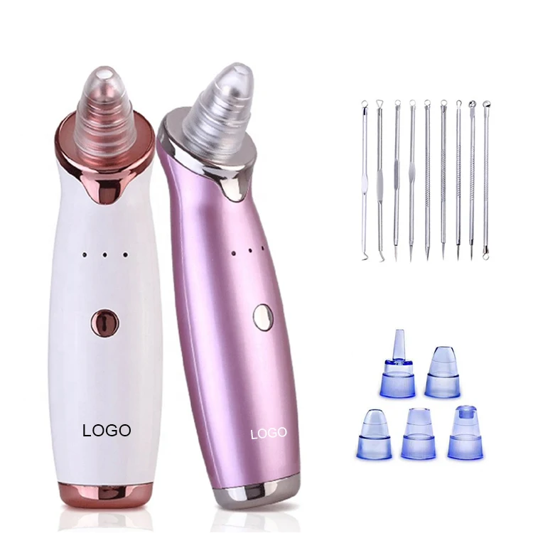 

2021 5 In 1 Professional Usb Portable Black Head Whitehead Remover Electric Pore Cleaner Facial Nose Vacuum Blackhead Remover, White/purple