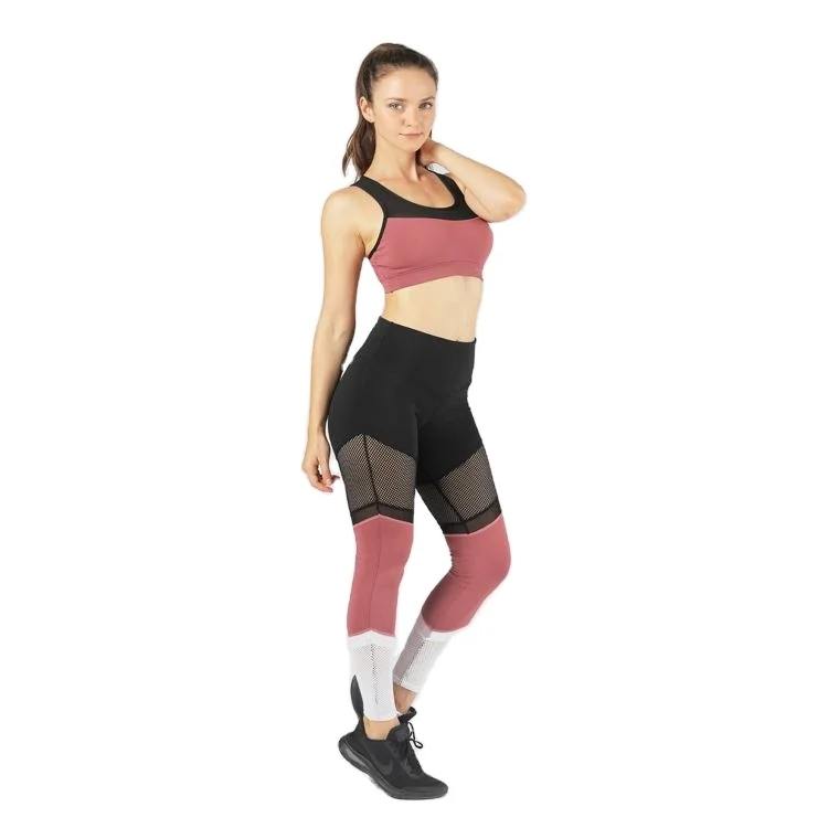 

Private Label Custom women yoga set High quality good price mesh yoga set