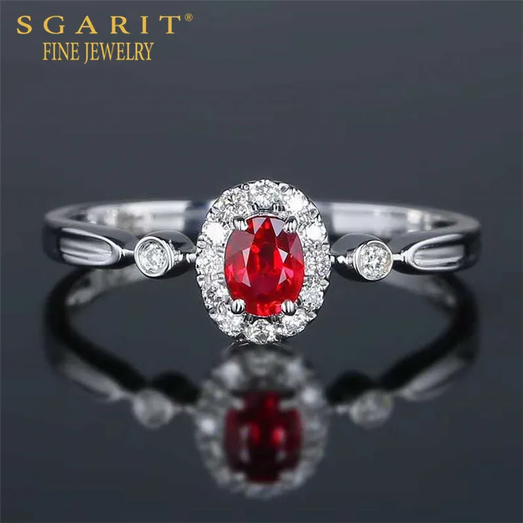 

SGARIT hot sale luxury Saudi gold design 18k gold 0.3ct natural unheated pigeon blood red ruby ring women jewelry