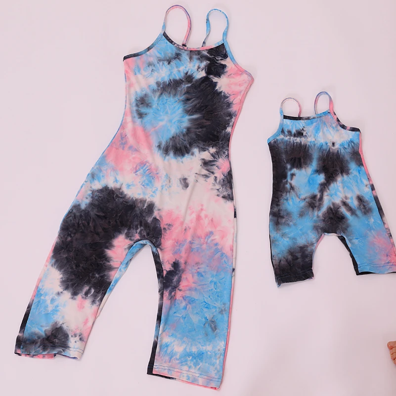 

2021 Tie Dye Trending 2021 Women Clothes Sexy Outfits Womens Loungewear Casual Jumpsuit Tie Dye Sleep Wear Matching Mommy and Me, Customized color