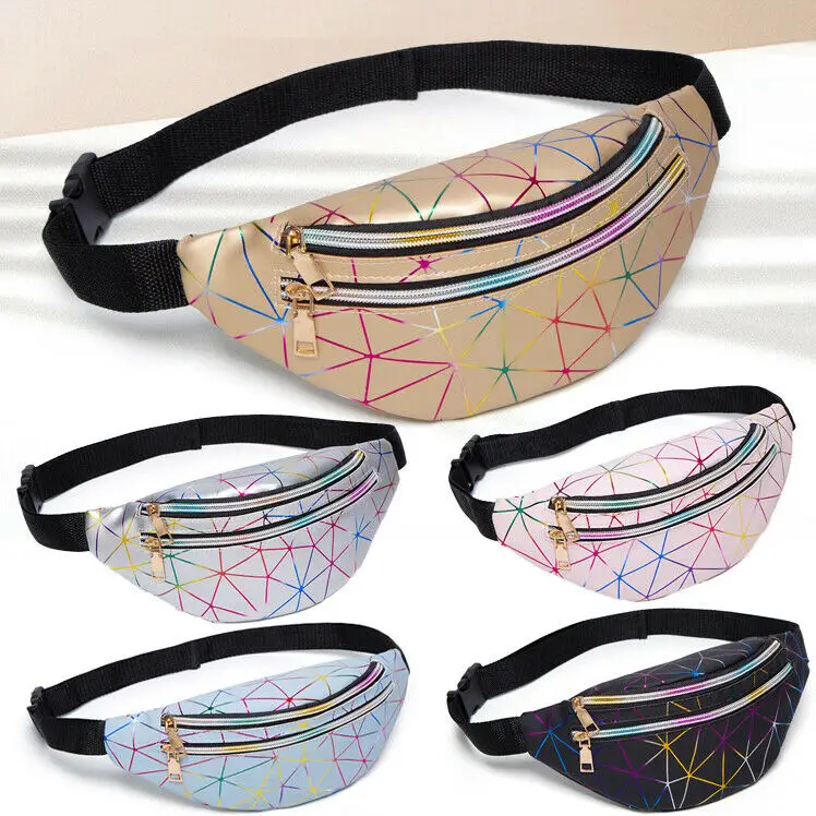 

2020 New Women's Waist Pack Shining Fashion Girls Running Holographic Waist Pack, As pic