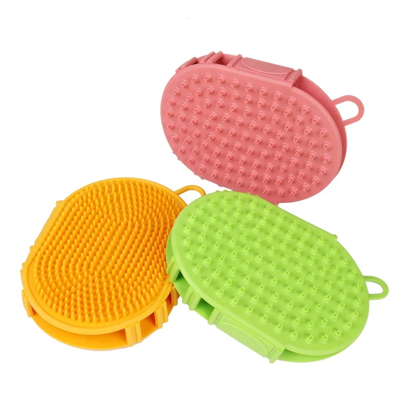 

Factory Wholesale Blister Card Packaging Double Sided Pet Massage Bath Brush Cat Dog Shower Brush Dog Wash Brush, Green/orange/rose