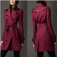 

Spring Autumn Casual Trench Coat Women Long Double Breasted Slim Windbreaker Outerwear