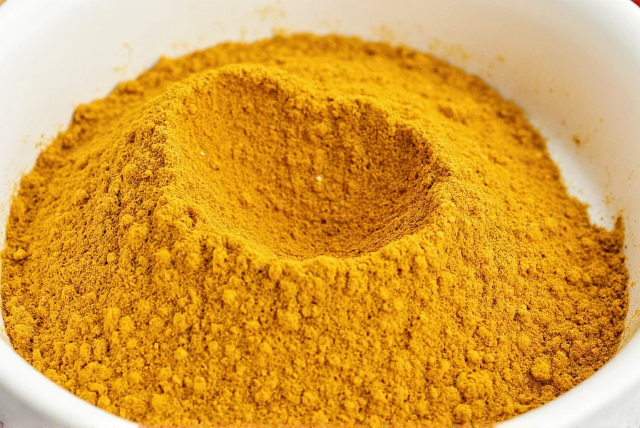 Curry powder in a wooden spoon