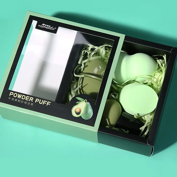 

Wholesale Avocado fruit Powder Puff Latex Free Beauty Sponge Egg Beauty Portable Blender Makeup Sponge, Green