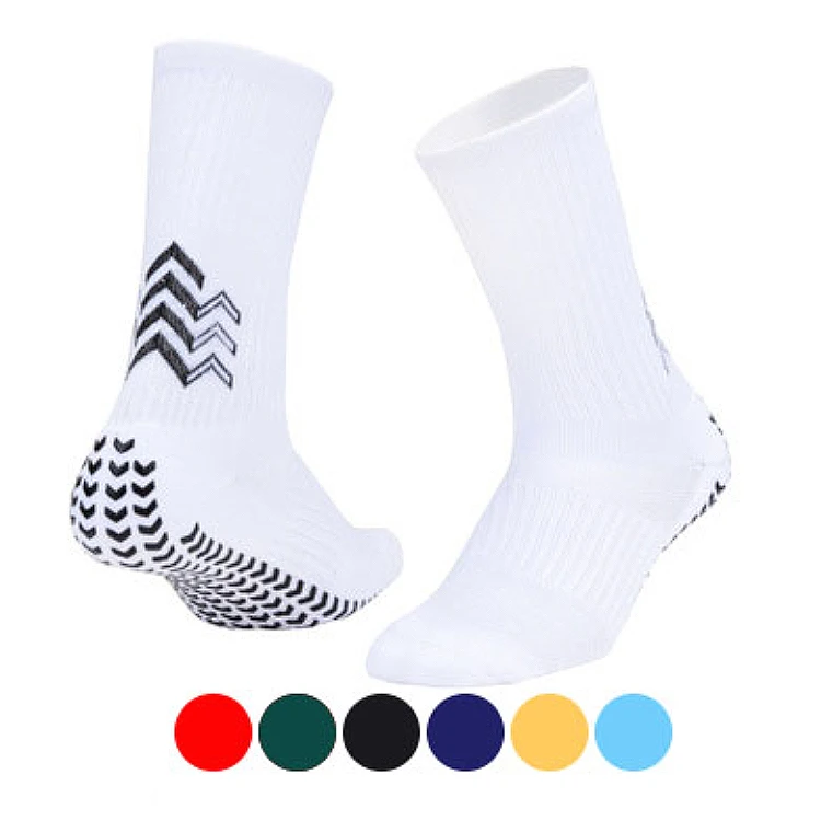 

Towel bottom thick grip football Socks Mens crew bamboo cotton sports socks white for running