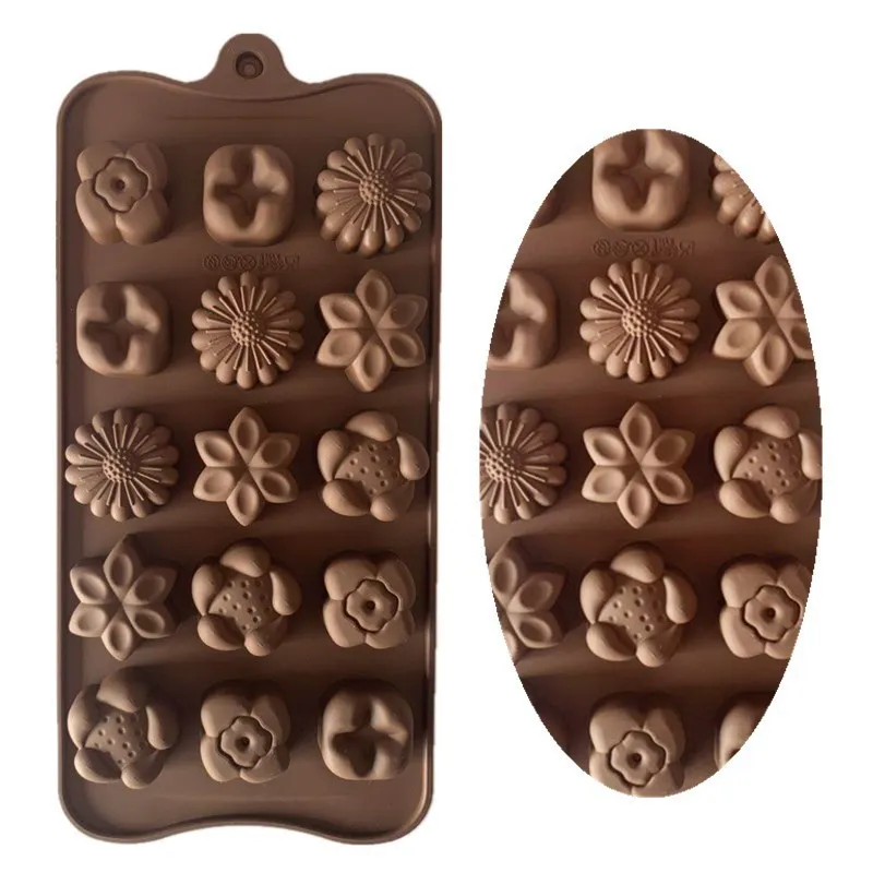 

Fusimai Silicone 15 cavity 5 different flower cake chocolate molds