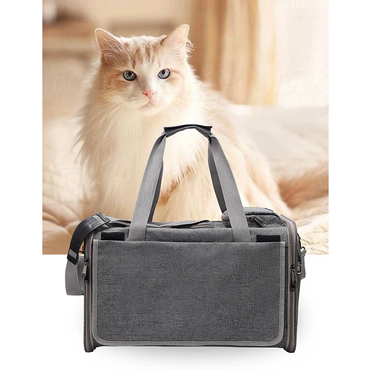 

Wholesale Wear-resistant Luxury Oxford Mesh Tote Portable Fashion Pet Dog Cat Travel Carrier, Grey, blue, pink