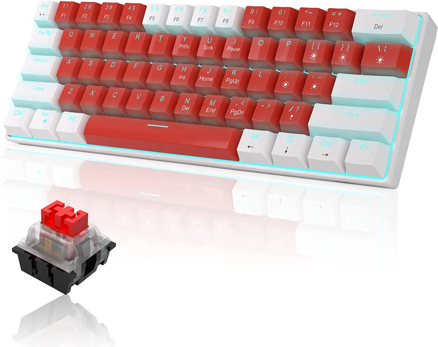 

60% Mechanical Keyboard MageGee Gaming Keyboard with Red Switches and Sea Blue Backlit Small Compact 60 Percent Keyboard