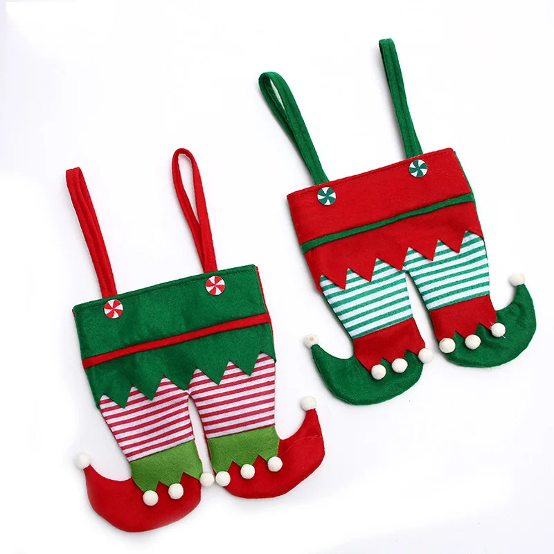 

Santa's Christmas decorations red pants candy bag christmas santa elf gift bag restaurant red wine bag decoration