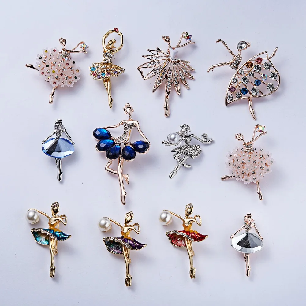 

Gymnastics Girl Flower Dancer Crystal Brooches for Women Cute Pin Bijouterie High Quality Corsage Fashion Wedding Jewelry