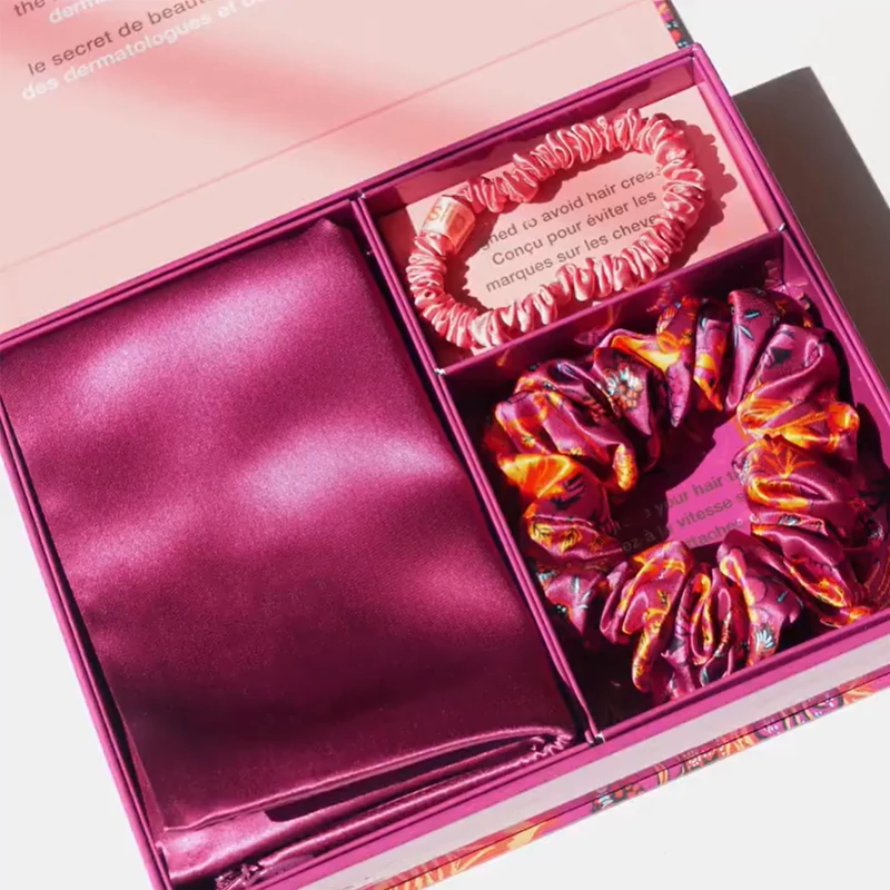 

wholesale silk pillowcase eye mask silk scrunchie with gift box 100% pure mulberry silk pillow case set for sleep