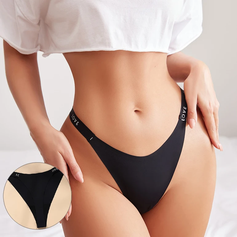 

Low-rise Seamless Panties Thong Thin Charming Women Panties Seamless G-string Thong Sexy Women Underwear, Black