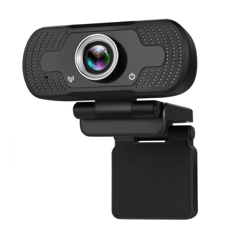 

Live Streaming Noise Reducing Microphone PC Computer 1080 720 Web Camara Laptop 2 MP Online Meetings Webcam With Secret Cover, Black